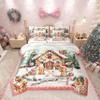 Erosebridal 7 Piece Gingerbread Man Queen Comforter Set with Sheets,Christmas Tree Decor Cute Bedding Set Xmas Gifts for Kids Girls Boys,Winter Snow Bed in a Bag with Fitted Sheet,Flat Sheet view 1