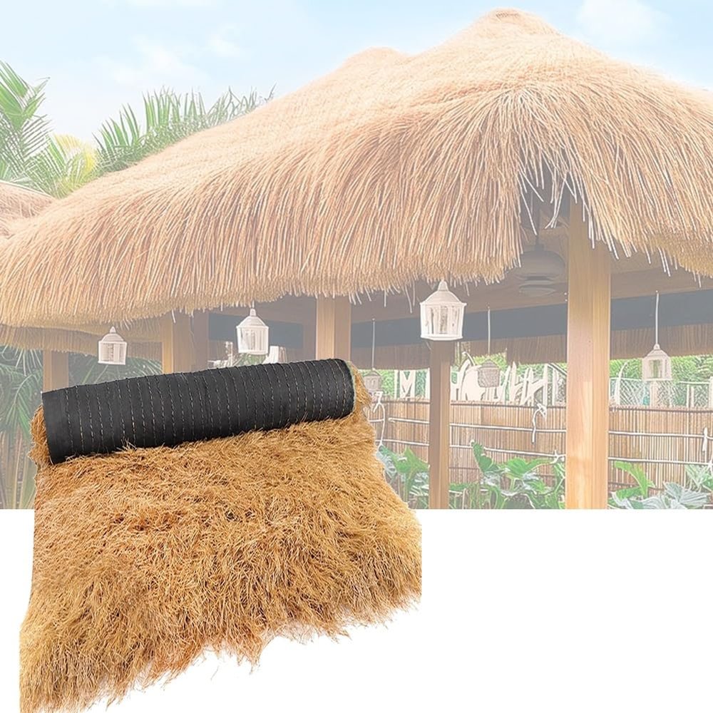 XILYZMO Thatch Roofing Decorations, Artificial Thatch Roofing, Patio Beach DIY Straw Roll, Yellow Grass Hay Hut Centerpiece Decorations, Decor Thatch Grass for Party(1x2.4m)