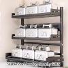 Kitchen Storage Shelves with Swivel Feet Kitchen Cabinet Shelf Height Adjustable Load Bearing 50kg Carbon Steel Material Seasoning Rack for Kitchen Bathroom(Black,30 * 16 * 39cm) view 4