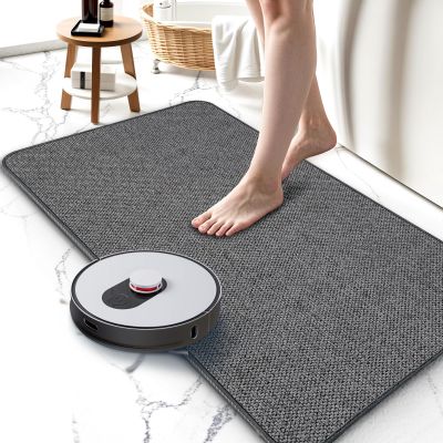 Bathroom Rugs 17x27Inch, Thin Bath Mat with Rubber Backing Non-Slip, Absorbent, Quick Dry Machine Washable, Home Decor Accessories Cozy Cloth Bathroom Mat fit Under Door/Sink/Tub/Shower-Dark Grey