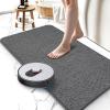 Bathroom Rugs 17x27Inch, Thin Bath Mat with Rubber Backing Non-Slip, Absorbent, Quick Dry Machine Washable, Home Decor Accessories Cozy Cloth Bathroom Mat fit Under Door/Sink/Tub/Shower-Dark Grey view 1