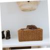 Cabilock Imitation Rattan Plastic Basket Decorative Storage Bin Handle for Kitchen Home Office view 3