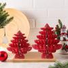 Fenyluxe 2 Pcs Paper Christmas Trees, Includes 1 Pc LED Light String Honeycomb Foldable Christmas Tree Modern 3D Christmas Tree Table Top Christmas Tree for Christmas Party Decor(Red view 1