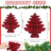 Fenyluxe 2 Pcs Paper Christmas Trees, Includes 1 Pc LED Light String Honeycomb Foldable Christmas Tree Modern 3D Christmas Tree Table Top Christmas Tree for Christmas Party Decor(Red view 2