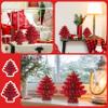 Fenyluxe 2 Pcs Paper Christmas Trees, Includes 1 Pc LED Light String Honeycomb Foldable Christmas Tree Modern 3D Christmas Tree Table Top Christmas Tree for Christmas Party Decor(Red view 4