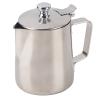 Coffee Milk Frothing Cup, 350ml Stainless Steel Milk Craft Art Jug Pitcher with Lid Ergonomic Handle 120Curved Spout for Latte Barista Coffee Shop view 1