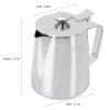 Coffee Milk Frothing Cup, 350ml Stainless Steel Milk Craft Art Jug Pitcher with Lid Ergonomic Handle 120Curved Spout for Latte Barista Coffee Shop view 2