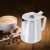Coffee Milk Frothing Cup, 350ml Stainless Steel Milk Craft Art Jug Pitcher with Lid Ergonomic Handle 120Curved Spout for Latte Barista Coffee Shop view 3