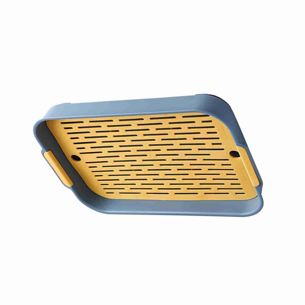 Roll Up Dish Drying Rack Over The Sink, Roll Up Dish Drying Rack Food Drain Tray, Drain Board for Small Kitchen Sink, Dish Drying Rack for Home Kitchen (Blue Yellow)