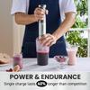 Elite Gourmet EHB1324 Cordless, Rechargeable Hand Blender, Variable 5-Speed Blending, One-Touch Power Button & Safety Lock, Stainless Steel Blades, Portable, Sauces, Soup, Smoothies, Baby Food, Gray view 3