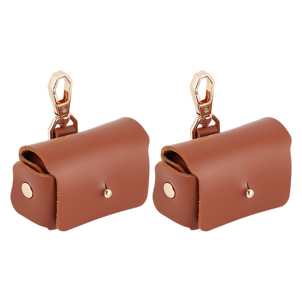 DELORIGIN 2pcs Ring Bearer Pillows Pouch for Dog Collar Brown Leather Wedding Ring Pillow Box Couple Ring Storage Ring Holder Ring Pouch for Proposal Engagement Wedding Ceremony Party
