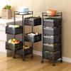 Rotating Storage Rack Cart, Fruit and Vegetable Storage Rack with Lockable Casters, 360 Degree Rotating Metal Vegatable Storage Rack, for Office, Living Room, Kitchen (Black, 5 Tier) view 2