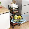 Rotating Storage Rack Cart, Fruit and Vegetable Storage Rack with Lockable Casters, 360 Degree Rotating Metal Vegatable Storage Rack, for Office, Living Room, Kitchen (Black, 5 Tier) view 3