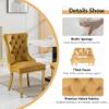 HAIZAO Mid Century Modern Glass Round Dining Table Set for 4, 5 Pieces Gold Luxury Circle Dinner Set, 47'' Clear Circular Top Minimalist Kitchen Set, Yellow High-end Tufted Chairs, for Large Place view 4
