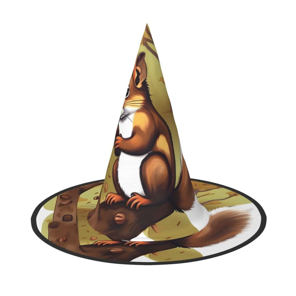 YzgWjBhd Nut-eating squirrel Print Halloween Witch Hat 1, Funny Foldable Adult Wizard Hat Decor for Halloween