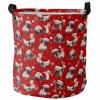 Merry Christmas Pet Bulldog Santa Hat Laundry Basket, Winter Snowflake Red Waterproof Collapsible Clothes Hamper Large Storage Bag for Bedroom Bathroom,16.5x17In view 1