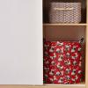Merry Christmas Pet Bulldog Santa Hat Laundry Basket, Winter Snowflake Red Waterproof Collapsible Clothes Hamper Large Storage Bag for Bedroom Bathroom,16.5x17In view 2