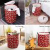 Merry Christmas Pet Bulldog Santa Hat Laundry Basket, Winter Snowflake Red Waterproof Collapsible Clothes Hamper Large Storage Bag for Bedroom Bathroom,16.5x17In view 4