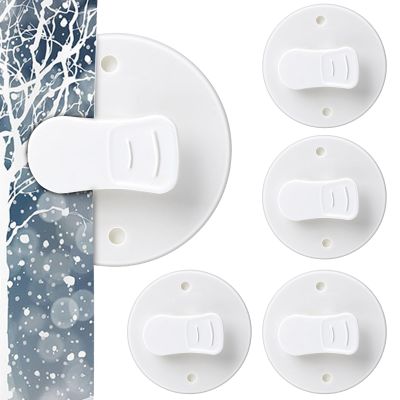 4 Pack Shower Curtain Clips Shower Windproof Showers Curtains Weights Self Adhesive Showers Curtains Clips for Home Inside Splash Water Wall (White)