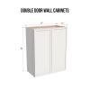 CozyHommie Solid Wood Wall-Mounted Medicine Cabinet, Kitchen Wall - Cabinet, Bathroom Cabinet Wall Mounted with Adjustable Shelves, 2 Doors Wall Calbinet (Origami White, 33" W x 36" H x 12" D) view 3