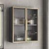 Bathroom wall cabinet minimalist light luxury style solid wood wall cabinet bathroom side cabinet tempered glass toilet storage cabinet,For Bathroom, Kitchen, Bedroom, Living Room(C,50*60*14cm/19.7*23 view 1