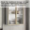 Bathroom wall cabinet minimalist light luxury style solid wood wall cabinet bathroom side cabinet tempered glass toilet storage cabinet,For Bathroom, Kitchen, Bedroom, Living Room(C,50*60*14cm/19.7*23 view 2