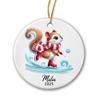Christmas Squirrel Skating Ornament, Personalized Squirrel Animal Ornament with Name/Year, Squirrel Xmas Ceramic Ornament, Gifts for Birthday Holiday, Customized Squirrel Lover Ornament view 1