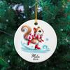 Christmas Squirrel Skating Ornament, Personalized Squirrel Animal Ornament with Name/Year, Squirrel Xmas Ceramic Ornament, Gifts for Birthday Holiday, Customized Squirrel Lover Ornament view 4