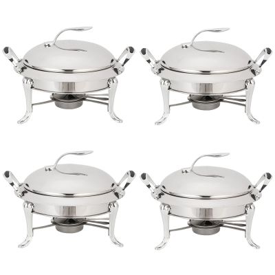 Plate Warmer 3L Chafing Dish Set Full Size Stainless Steel Round Buffet Server with Pans Lid and Fuel Holders for Catering Party Wedding Dinner Food Warmer