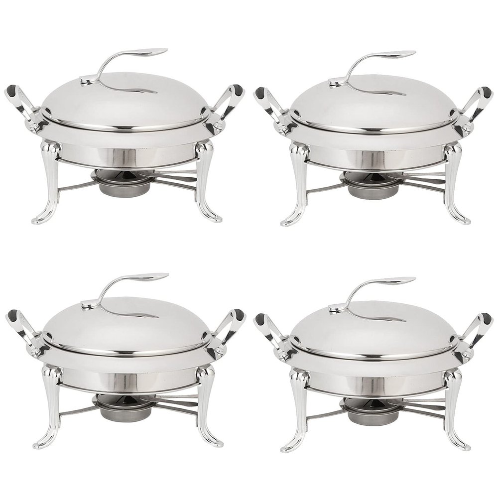 Plate Warmer 3L Chafing Dish Set Full Size Stainless Steel Round Buffet Server with Pans Lid and Fuel Holders for Catering Party Wedding Dinner Food Warmer