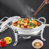 Plate Warmer 3L Chafing Dish Set Full Size Stainless Steel Round Buffet Server with Pans Lid and Fuel Holders for Catering Party Wedding Dinner Food Warmer view 2