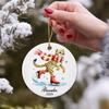 Cheetah Christmas Ornament, Personalized Name & Year Cheetah Ceramic Ornament, Ice Skate Cheetah Xmas Tree Ornament, Customized Cheetah Animal Ornament, Xmas Ornament Gift for Family Friend view 2