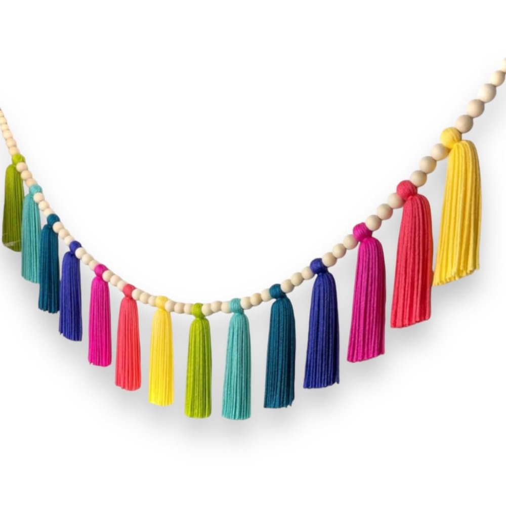 Vibrant Boho Yarn Tassel Garland - Home and Event Decor - Yarn Tassel Garland - High Quality Tassel Garland - Backdrops a - Wall Decor - Boho Chic (11 Tassels 32")