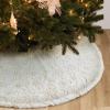 Amidaky Christmas Tree Skirt 30 inch Gold Christmas Tree Skirt Embroidered Sequins Faux Fur for Xmas Holiday Home Party Decorations view 1