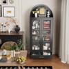 GangMei Metal Arched Display Cabinet with Lock, Modern Arch Kitchen Pantry Storage Cabinet with Glass Doors/1 Drawer for Living Room, Bookshelf, Assembly Required(Black) view 2