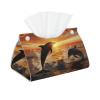 Leather Tissue Box Cover Rectangle Long Tissue Box Holder Car Tissue Holder Modern Decorative Dolphins Jumping Out of The Water at Sunset Tissue Holder for Bathroom Bedroom Office Decor view 1