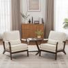 AILIUHUA Mid Century Modern Chair Set of 2, Upholstered Lounge Arm Chair with Solid Wood Frame, Comfy Accent Chair for Living Room, Bedroom, Reading,Waiting,Reception, Beige view 1
