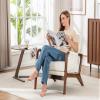 AILIUHUA Mid Century Modern Chair Set of 2, Upholstered Lounge Arm Chair with Solid Wood Frame, Comfy Accent Chair for Living Room, Bedroom, Reading,Waiting,Reception, Beige view 3
