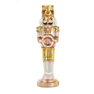 Glass Lightup Nutcrackers Figurine Ornaments for Tabletop Shelves Home Christmas Decotation (Golden)