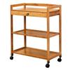 XDMINGY Rolling Cart Bar Cart 3 Tier Rolling Cart with Drawer Bamboo Kitchen Movable Trolleys Cart with Universal Brake Wheel Storage Trolley Storage Cart Bathroom(Primary Color) view 1