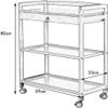 XDMINGY Rolling Cart Bar Cart 3 Tier Rolling Cart with Drawer Bamboo Kitchen Movable Trolleys Cart with Universal Brake Wheel Storage Trolley Storage Cart Bathroom(Primary Color) view 2