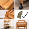 XDMINGY Rolling Cart Bar Cart 3 Tier Rolling Cart with Drawer Bamboo Kitchen Movable Trolleys Cart with Universal Brake Wheel Storage Trolley Storage Cart Bathroom(Primary Color) view 3
