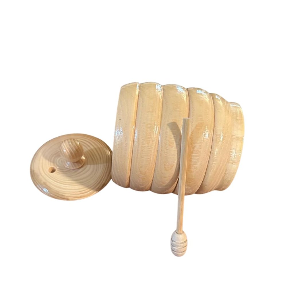 lesofia Wood Honey Pot - Honey Jar with Lid and Honey Wooden Dipper Stick - Honey Dispenser No Drip - Gift for Any Occasion