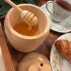 lesofia Wood Honey Pot - Honey Jar with Lid and Honey Wooden Dipper Stick - Honey Dispenser No Drip - Gift for Any Occasion view 2