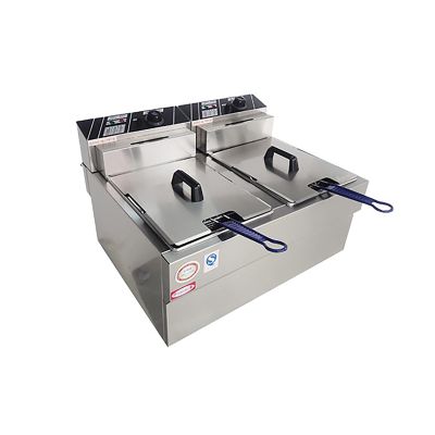 VITIWEDTY Electric Deep Fryer Stainless Steel Commercial Countertop Frying Machine with Basket & Lid for French Fries, Chicken, Donuts, and More, Easy to Clean (E)