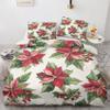Quzepzarl Poinsettia Duvet Cover Set Oversized King, Xmas Holiday Decor Bedding Set, Christmas Comforter Cover Soft Microfiber 3 Pieces with Zipper Closure, 1 Duvet Cover 120x98 and 2 Pillowcases view 1