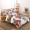 Quzepzarl Poinsettia Duvet Cover Set Oversized King, Xmas Holiday Decor Bedding Set, Christmas Comforter Cover Soft Microfiber 3 Pieces with Zipper Closure, 1 Duvet Cover 120x98 and 2 Pillowcases view 2