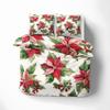 Quzepzarl Poinsettia Duvet Cover Set Oversized King, Xmas Holiday Decor Bedding Set, Christmas Comforter Cover Soft Microfiber 3 Pieces with Zipper Closure, 1 Duvet Cover 120x98 and 2 Pillowcases view 3