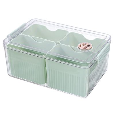 4 Divider Refrigerator Storage Box With Lid Multipurpose Organization Holder For Kitchen Meat Onion Garlic