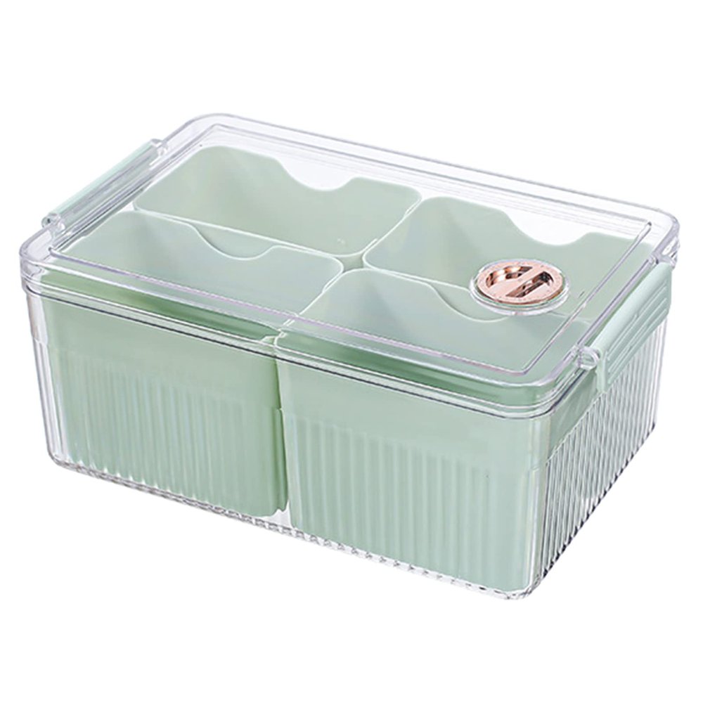 4 Divider Refrigerator Storage Box With Lid Multipurpose Organization Holder For Kitchen Meat Onion Garlic